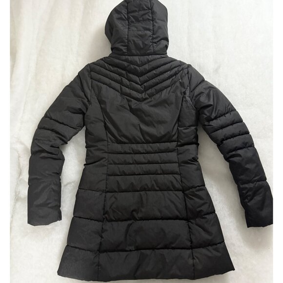 Cozy Quilted Hooded Puffer Coat Fleece Lining & Full-Zip Closure Womens M Black - Picture 3 of 12
